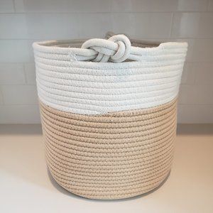Cotton Rope Basket, Woven Rope Basket with Handle for any room